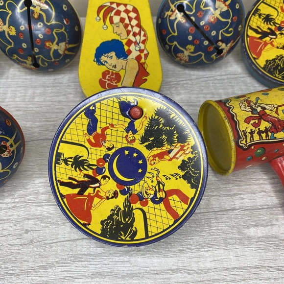 Lot 8 Kirchhof Party Tin Noisemakers Dancing Couples Girls Kitschy New Years Vtg - Picture 5 of 7